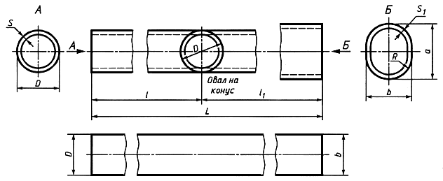 Труба стальная бесшовная профильная 32x43х32 мм сталь 35 ГОСТ 6856-54